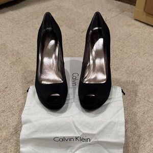 Calvin Klein Black Peep Toe Heels